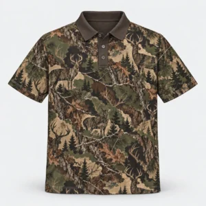 Woodland Camo Buck Polo Shirt
